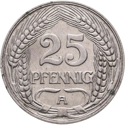 купить Германия 25 пфеннигов (pfennig) 1912, знак монетного двора: "A" - Берлин