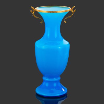 купить Ваза голубого оттенка, с металлической оплеткой, стекло, металл, золочение, Италия, 1950-1960 гг.