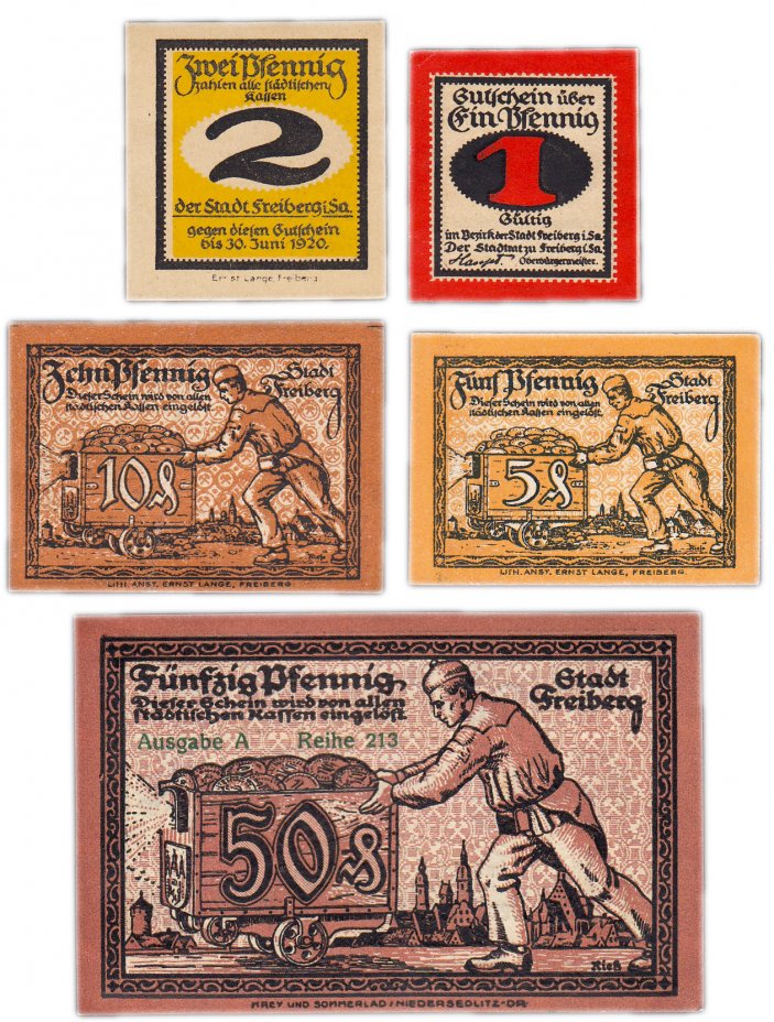 купить Германия (Саксония: Фрайберг) набор из 5 нотгельдов 1920-1921