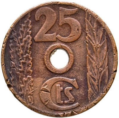 купить Испания 25 сентимо (centimos) 1938