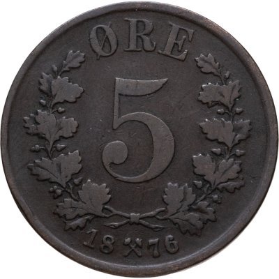 купить Норвегия 5 эре 1876 Оскар II