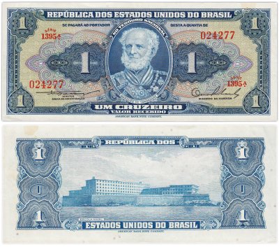 купить Бразилия 1 крузейро 1954 год (Pick 150a)