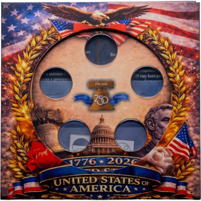 купить Альбом для 5-ти монет США 1/4 доллара (25 центов, квотер) 2026 "250 лет независимости США"