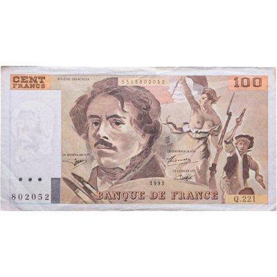 купить Франция 100 франков 1993 года (Pick 154g(2) "SECRÉTAIRE G.al"