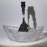 Купить Конфетница в форме ладьи с ручкой, хрусталь, мельхиор, Московский завод ювелирных и металлических изделий (МЮЗ), СССР, 1970-1990 гг.