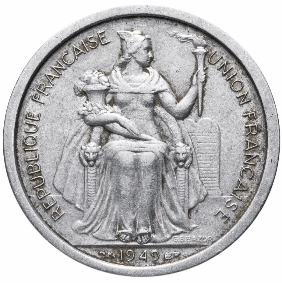 купить Французская Океания 2 франка (francs) 1949