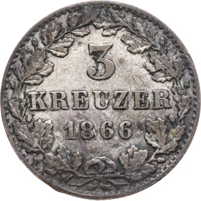 купить Германия, Вольный город Франкфурт 3 крейцера 1866