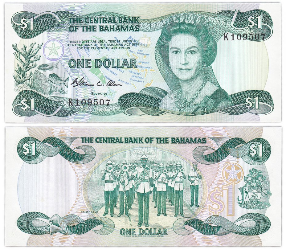 купить Багамские острова 1 доллар 1974 (1984) (Pick 43a)