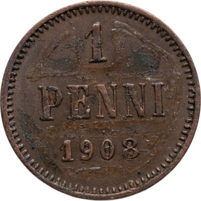 купить 1 пенни (penny) 1908, монета для Финляндии