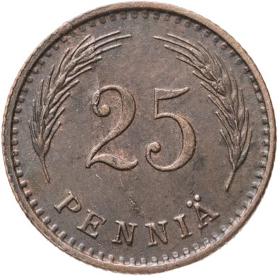 купить Финляндия 25 пенни (pennia) 1943 Медь /коричневый цвет/