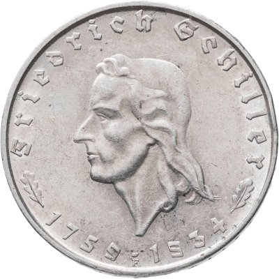 купить Германия, Третий рейх 2 рейхсмарки (reichsmark) 1934 "175 лет со дня рождения Фридриха Шиллера"
