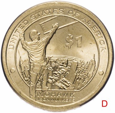 купить США 1 доллар (dollar) 2015 D "Коренные Американцы - Рабочие Мохоки", Знак монетного двора D - Денвер