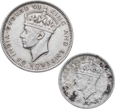 купить Малайя набор из 2 монет: 5 и 10 центов 1939-1950 гг.