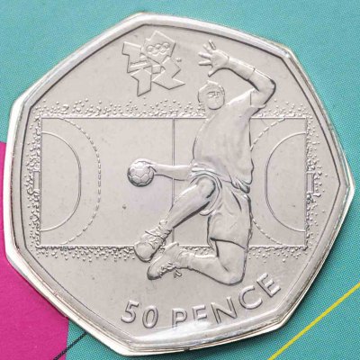 купить Великобритания 50 пенсов (pence) 2011 "XXX летние Олимпийские Игры, Лондон 2012 - Гандбол" в буклете