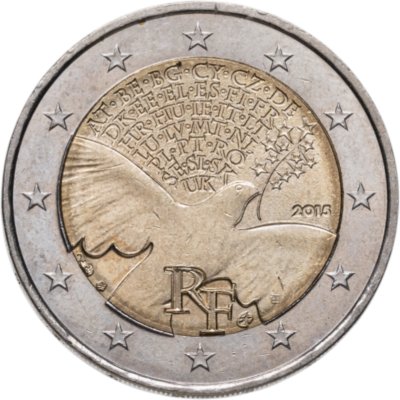 купить Франция 2 евро 2015 "70 лет мира в Европе"