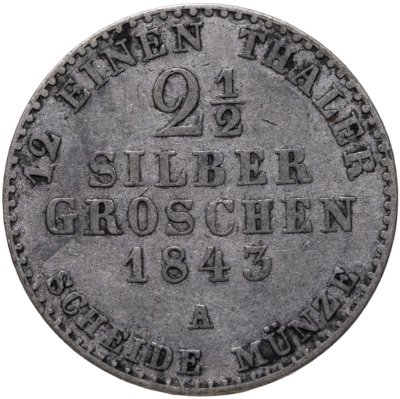 купить Германия Пруссия 2 1/2 серебряных гроша 1843