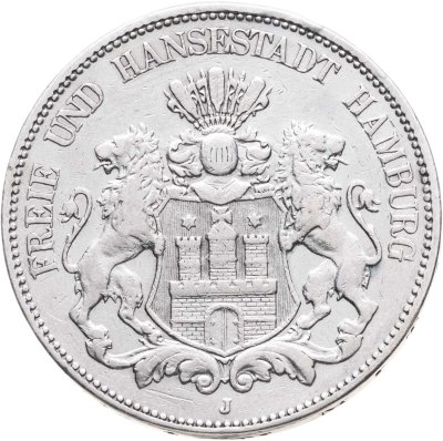 купить Германская Империя, Гамбург 5 марок (mark) 1902 J