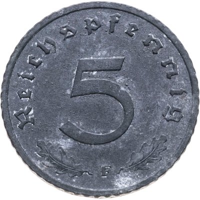 купить Германия (Третий рейх) 5 рейхспфеннигов (reichspfennig) 1941, знак монетного двора: "F" - Штутгарт