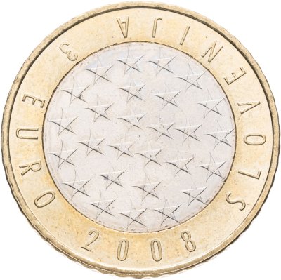 купить Словения 3 евро 2008 "Председательство Словении в Совете ЕС"