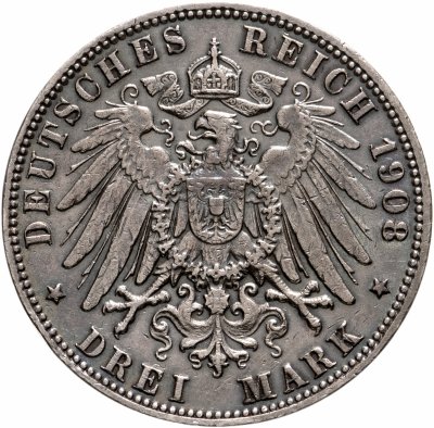 купить Германия 3 марки 1908 J