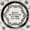 Купить [Подарок на серебряную свадьбу] Блюдо с ручками "Euch sei der Himmel hold Aus Silber werde Gold" ("Да будут к вам милостивы небеса от серебра до золота"), фарфор, серебрение, Königszelt (Кенигзельт), Германия, 1922-1930 гг.