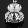 Купить Подсвечник для одной свечи на фигурной двухъярусной подставке с тремя ножками, металл, литье, никелировка, Фабрика Юдина, Российская империя, 1890-1917 гг.