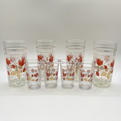 купить Набор из 8-ми стаканов, украшенных цветочным декором, стекло, деколь, золочение, Cerve, Италия, 2000-2010 гг.