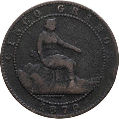 купить Испания 5 сентимо (centimos) 1870