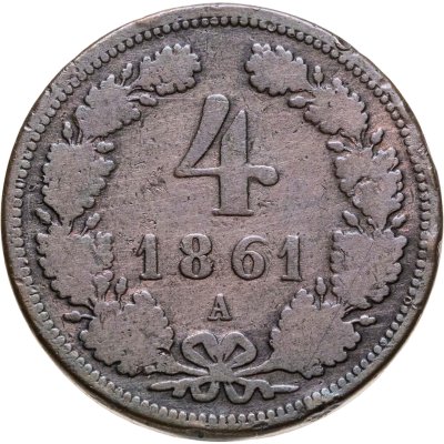 купить Австрия 4 крейцера (kreuzer) 1861 A знак монетного двора "A" - Вена