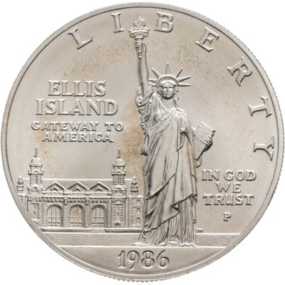 купить США 1 доллар (dollar) 1986 UNC Statue of Liberty (100 лет Статуе Свободы - Остров Эллис) знак монетного двора "P"