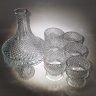 Купить Набор для подачи крепких алкогольных напитков на 6 персон (штоф и 6 рюмок), украшенный рельефным декором, хрусталь, Европа, 1980-2000 гг.
