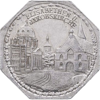 купить Германия, Нюрнберг 20 пфеннигов 1919 "Церкви святой Елизаветы и святого Иакова" (трамвайный жетон)