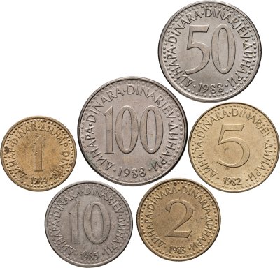 купить Югославия набор монет 1982-1988 (6 штук)
