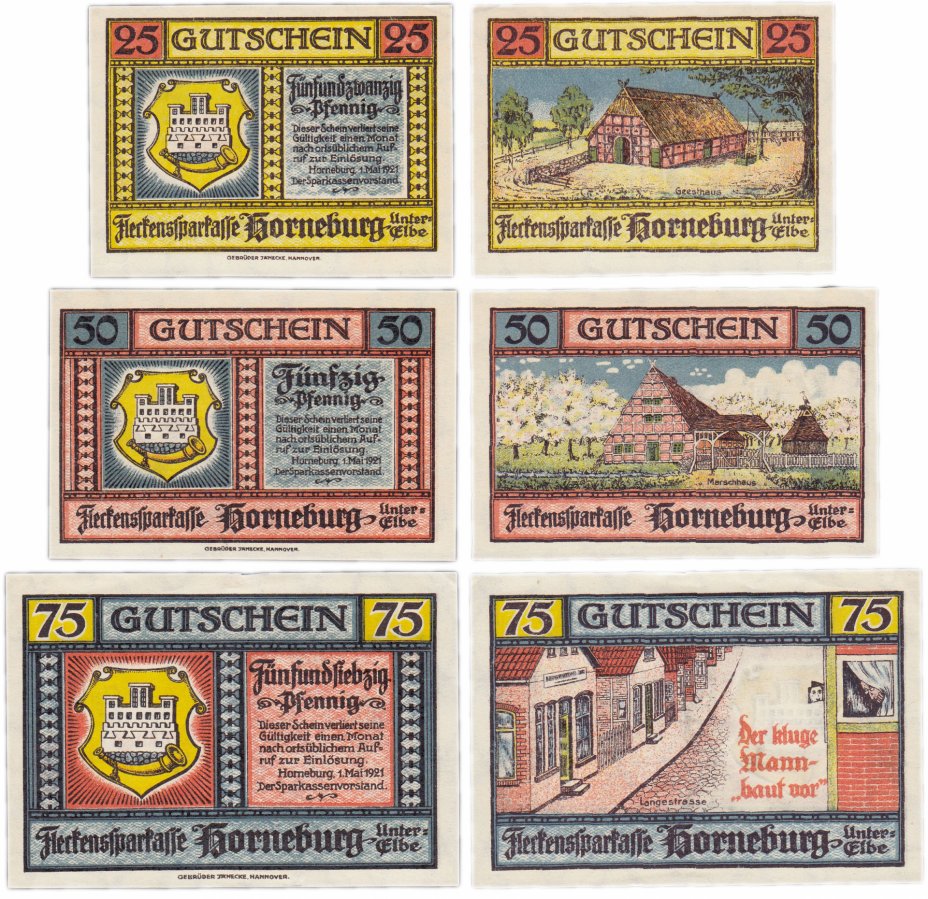 купить Германия (Ганновер : Хорнебург) набор из 3-х нотгельдов 1921 (630.1/B1)