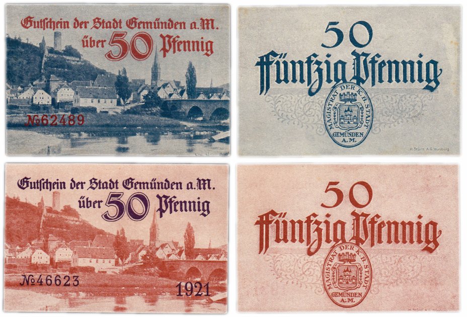 купить Германия (Бавария: Гемюнден-ам-Майн) набор из 2-х нотгельдов 1921