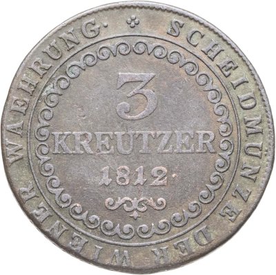 купить Австрия 3 крейцера (kreutzer) 1812, знак монетного двора "B" - Кремница