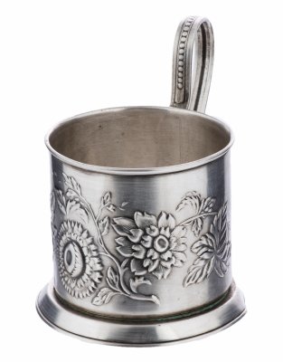 Купить Подстаканник "Астры", мельхиор, Мстерская художественная фабрика "Ювелир", СССР, 1960-1970 гг.