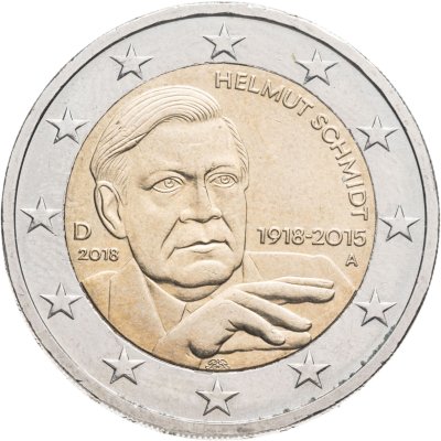купить Германия 2 евро (euro) 2018 A "100 лет со дня рождения Гельмута Шмидта"