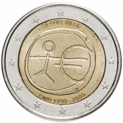 Купить Словения 2 евро 2009 "10 лет Экономическому и валютному союзу"