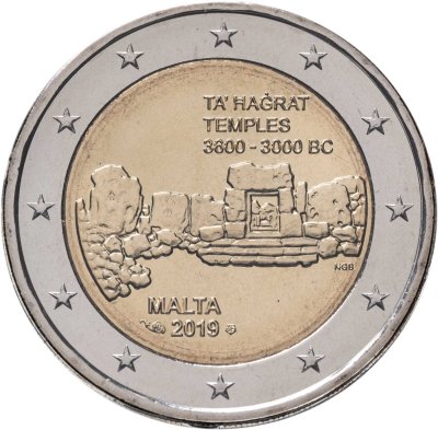 купить Мальта 2 евро 2019 "Доисторические места Мальты - Храм Та' Хаджрат" в коинкарте