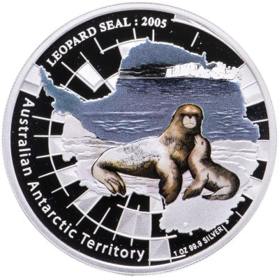 купить Австралия 1 доллар 2005 Proof "Австралийская Антарктическая территория - Морской леопард (тюлень)"