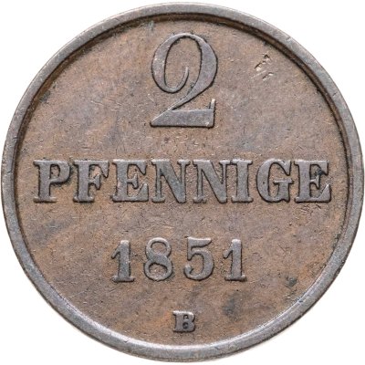 купить Германия, Королевство Ганновер 2 пфеннига 1851 В