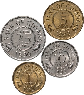 купить Гайана набор монет 1989-1992 (4 штуки)