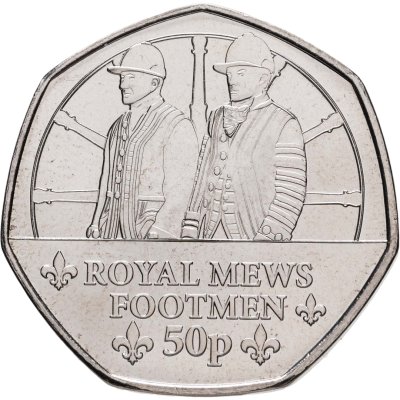 купить Гернси 50 пенсов 2024 «Королевская конюшня - Лакеи Королевских конюшен»