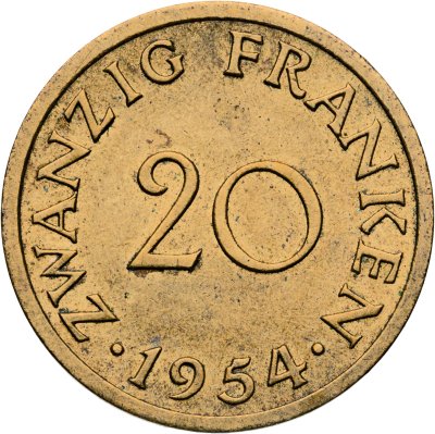 купить Саар 20 франков (francs) 1954