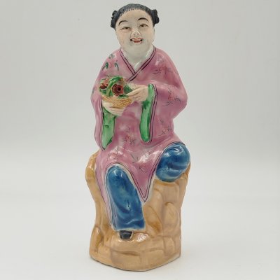 купить Статуэтка "Китайская женщина с корзинкой цветов", керамика, глазурь, роспись, Китай, 1970-1990 гг.
