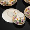 Купить Набор из 4 чайных пар "ВСХВ", фарфор, роспись, золочение, Полонский завод художественной керамики (Полонное ЗХК), СССР, 1953-1957 гг.