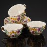 Купить Набор из 4 чайных пар "ВСХВ", фарфор, роспись, золочение, Полонский завод художественной керамики (Полонное ЗХК), СССР, 1953-1957 гг.