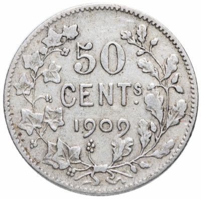 купить Бельгия 50 сантимов (centimes) 1909 Надпись на французском - 'DES BELGES'