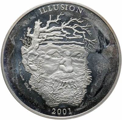 купить Уганда 2000 шиллингов 2001 "Дух горы. Монета-иллюзия"